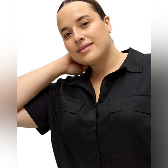 Penningtons, Responsible, Black Short-Sleeve Utility Shirt, 3X, Black - Picture 3 of 6